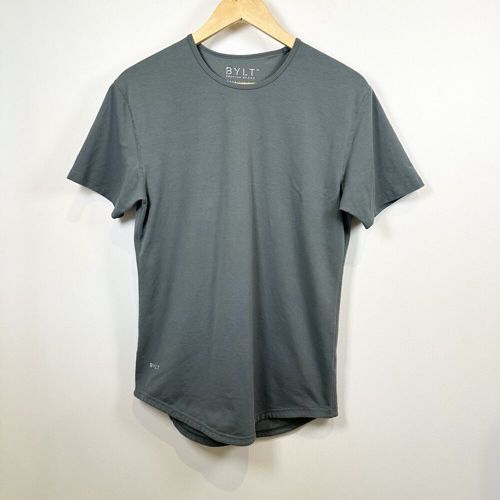BYLT Shirt Mens Small Green Lux Drop Cut S/S Short Sleeve Stretch Casual